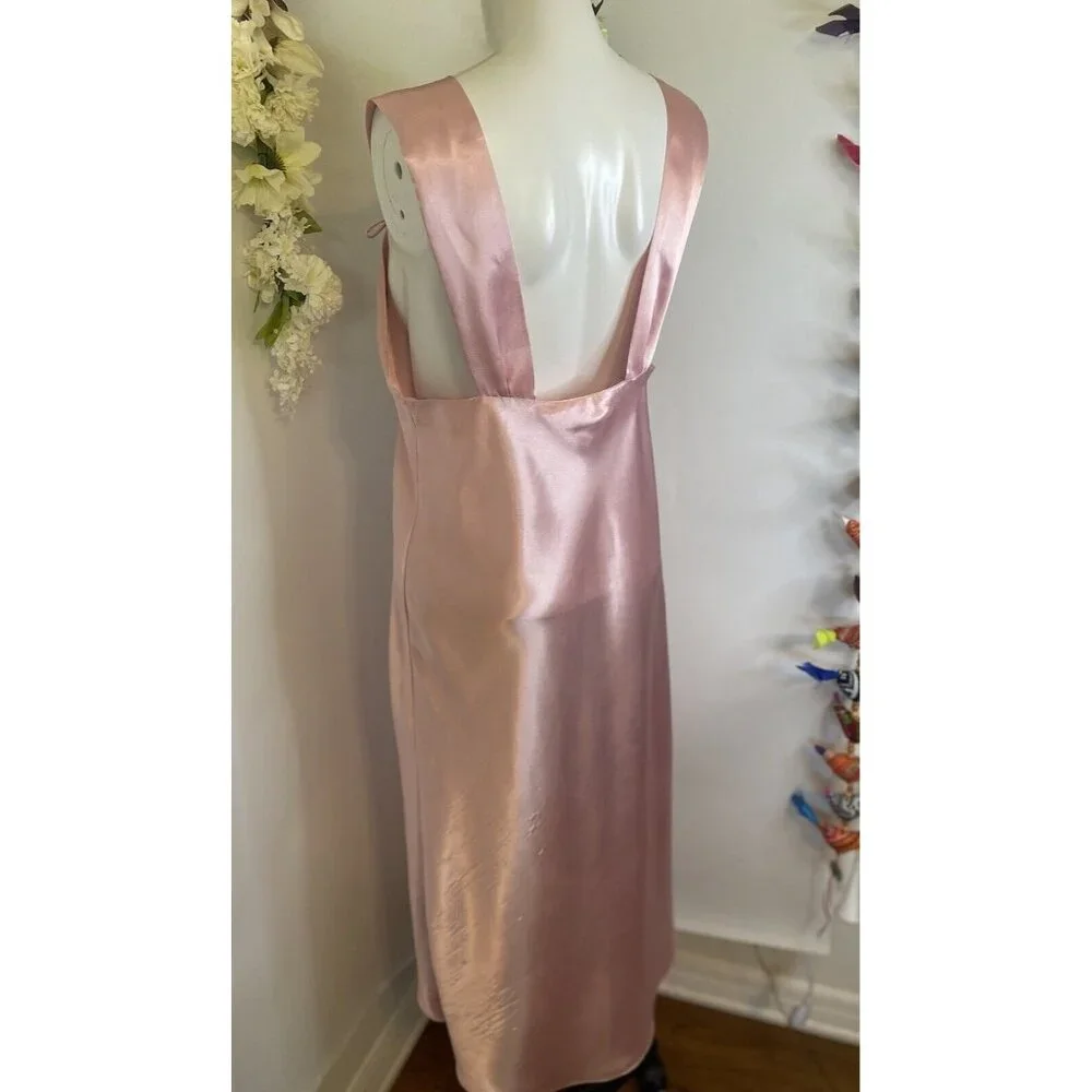 Vintage Val Mode Pink Lingerie Peignoir Sleep Gown Dress Ankle Length Size Large